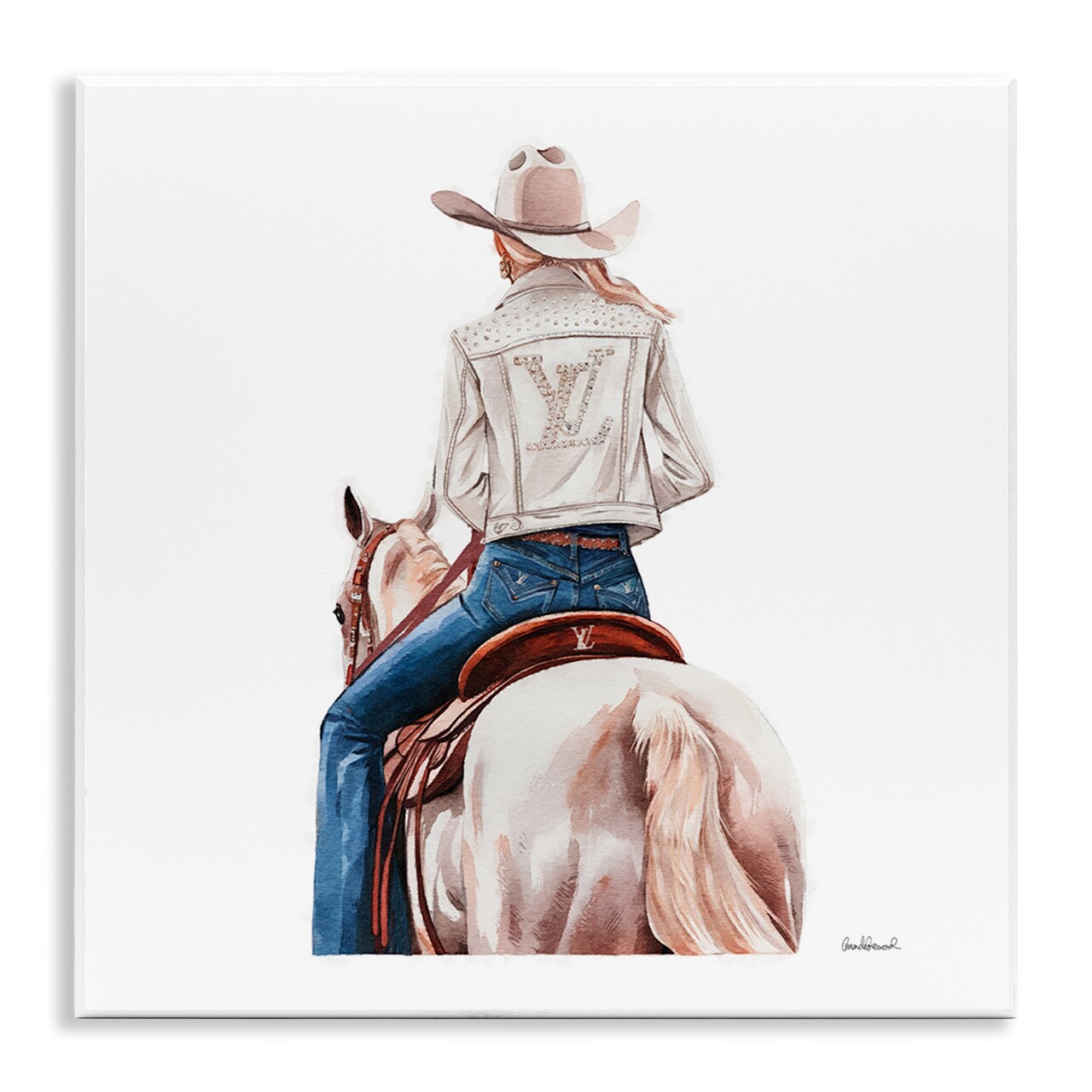 Stupell Industries Glam Girl on White Horse Wall Plaque Art Design by Amanda Greenwood